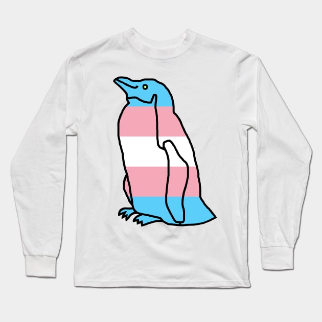 Transgender Pride Flag Penguin Long Sleeve T-Shirt by ellenhenryart